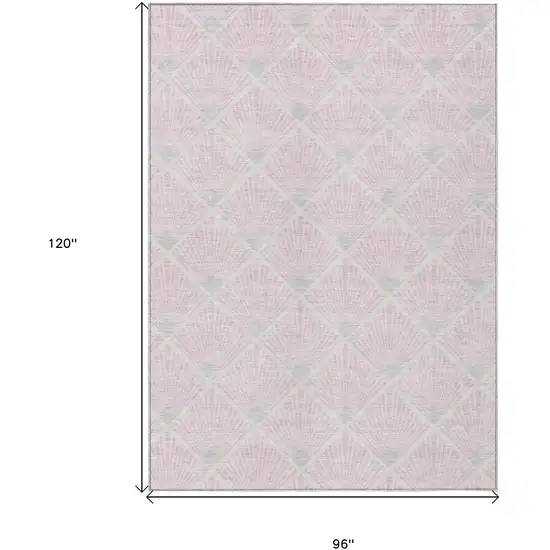 Pink Gray And Ivory Geometric Washable Indoor Outdoor Area Rug Photo 3