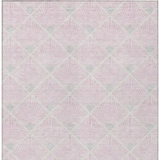 Pink Gray And Ivory Geometric Washable Indoor Outdoor Area Rug Photo 7