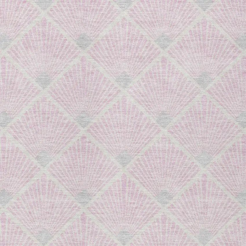 Pink Gray And Ivory Geometric Washable Indoor Outdoor Area Rug Photo 6