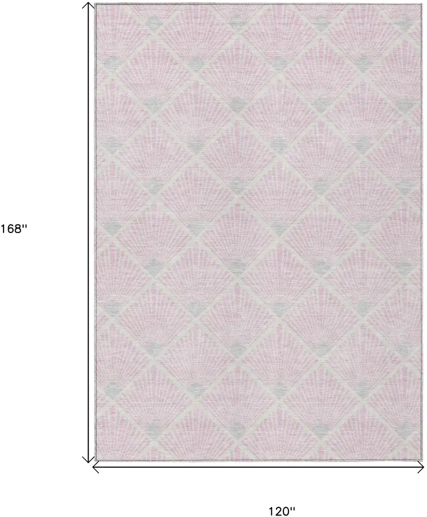 Pink Gray And Ivory Geometric Washable Indoor Outdoor Area Rug Photo 3