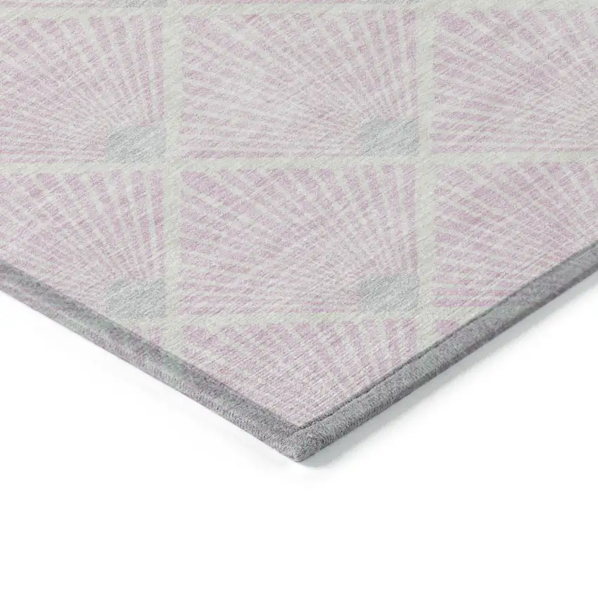 Pink Gray And Ivory Geometric Washable Indoor Outdoor Area Rug Photo 4