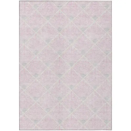 Pink Gray And Ivory Geometric Washable Indoor Outdoor Area Rug Photo 2