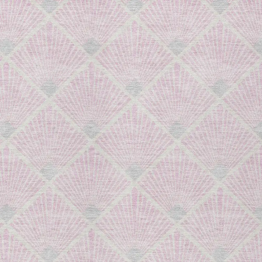 Pink Gray And Ivory Geometric Washable Indoor Outdoor Area Rug Photo 6
