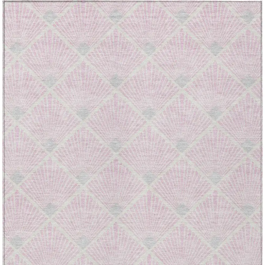 Pink Gray And Ivory Geometric Washable Indoor Outdoor Area Rug Photo 7