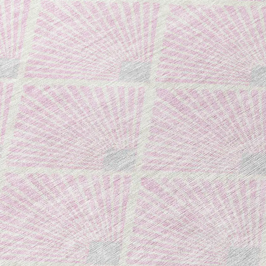 Pink Gray And Ivory Geometric Washable Indoor Outdoor Area Rug Photo 5