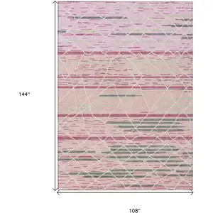 Photo of Pink Gray And Ivory Striped Washable Indoor Outdoor Area Rug