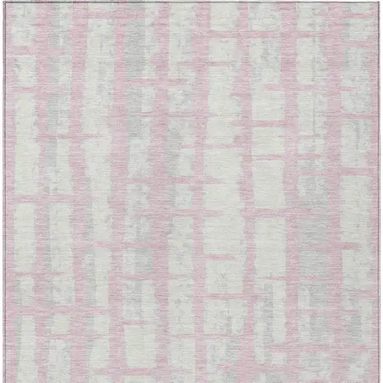Pink Gray And Ivory Striped Washable Indoor Outdoor Area Rug Photo 6