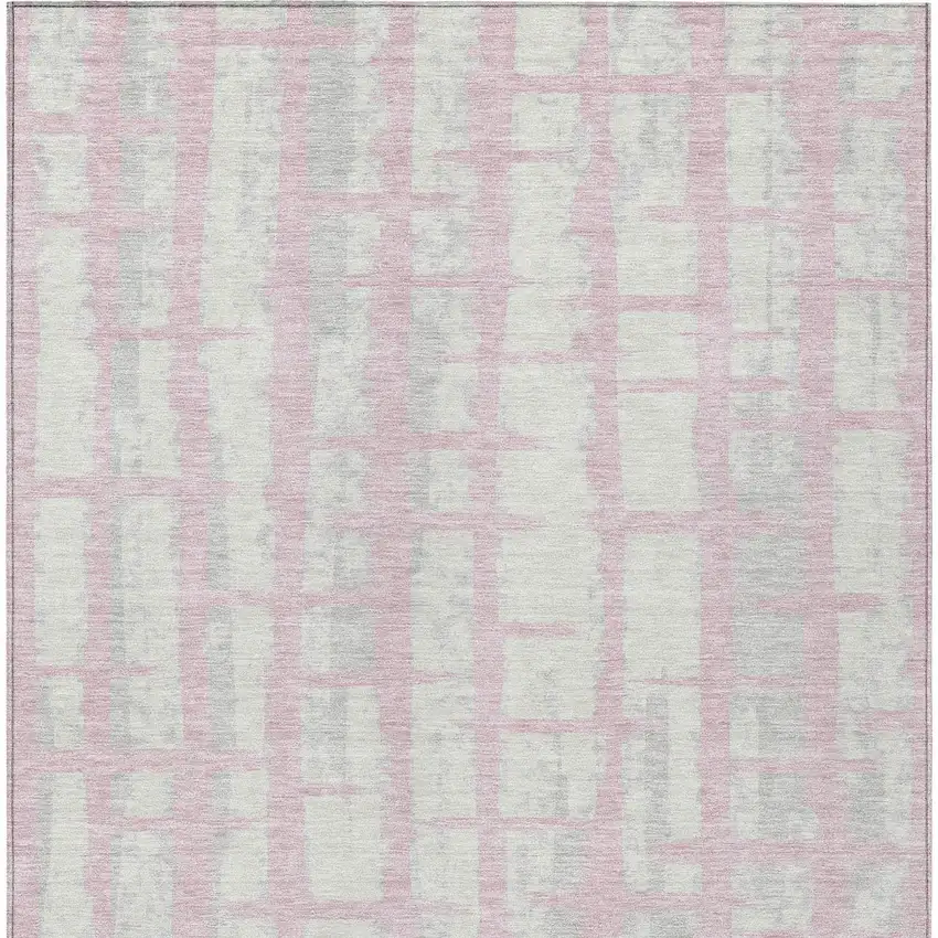 Pink Gray And Ivory Striped Washable Indoor Outdoor Area Rug Photo 7