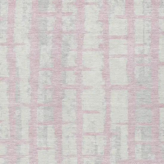 Pink Gray And Ivory Striped Washable Indoor Outdoor Area Rug Photo 6