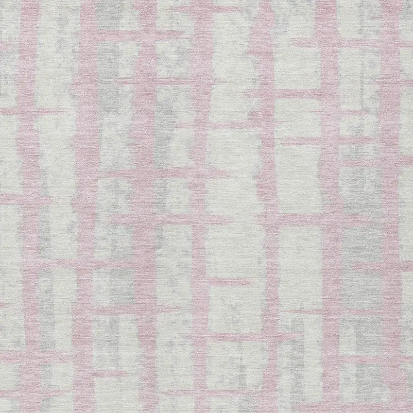 Pink Gray And Ivory Striped Washable Indoor Outdoor Area Rug Photo 6