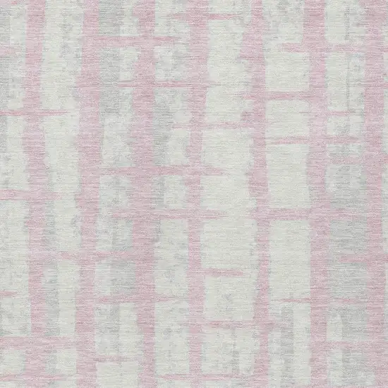 Pink Gray And Ivory Striped Washable Indoor Outdoor Area Rug Photo 6