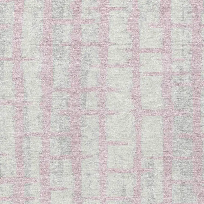 Pink Gray And Ivory Striped Washable Indoor Outdoor Area Rug Photo 6