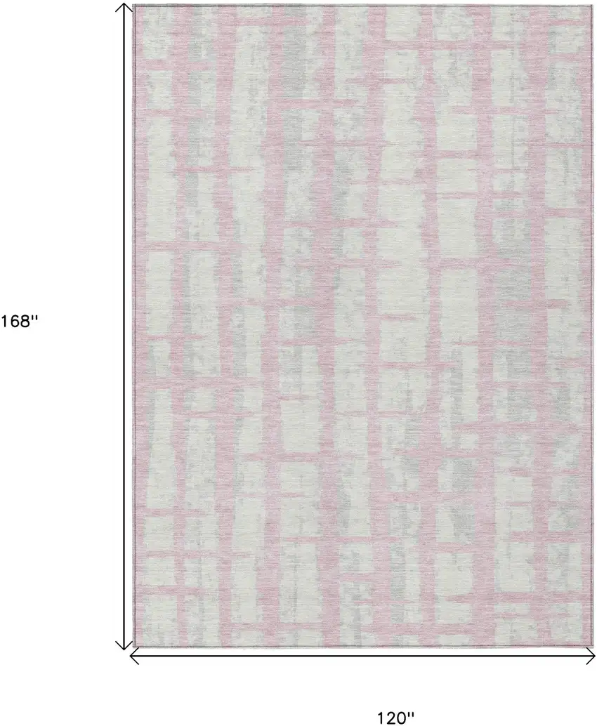 Pink Gray And Ivory Striped Washable Indoor Outdoor Area Rug Photo 3
