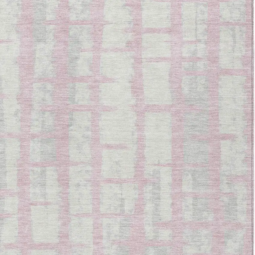 Pink Gray And Ivory Striped Washable Indoor Outdoor Area Rug Photo 6