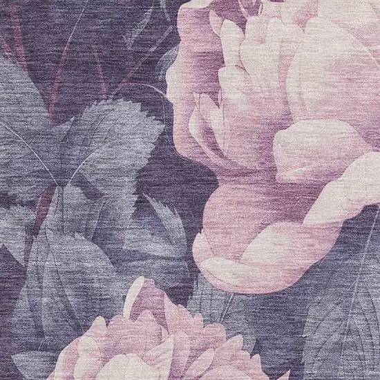 Pink Gray And Mauve Floral Washable Area Rug With UV Protection Photo 2