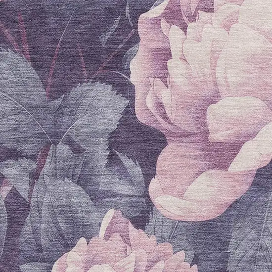 Pink Gray And Mauve Floral Washable Area Rug With UV Protection Photo 2