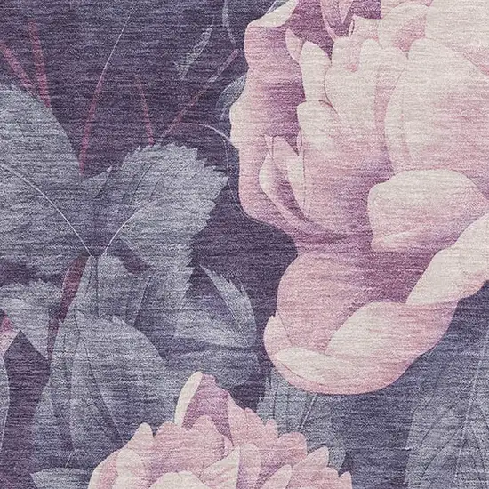 Pink Gray And Mauve Floral Washable Area Rug With UV Protection Photo 2