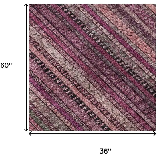 Pink Gray And Mauve Striped Washable Area Rug With UV Protection Photo 8
