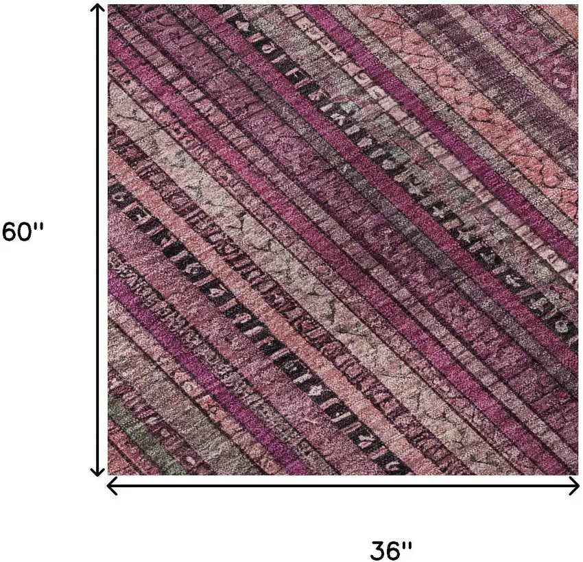 Pink Gray And Mauve Striped Washable Area Rug With UV Protection Photo 8