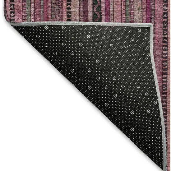 Pink Gray And Mauve Striped Washable Area Rug With UV Protection Photo 6