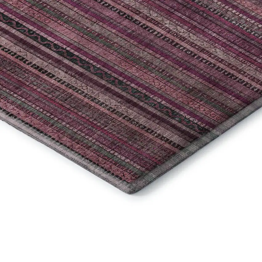 Pink Gray And Mauve Striped Washable Area Rug With UV Protection Photo 7