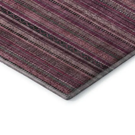 Pink Gray And Mauve Striped Washable Area Rug With UV Protection Photo 7