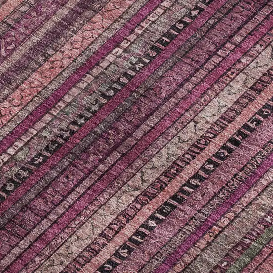 Pink Gray And Mauve Striped Washable Area Rug With UV Protection Photo 2