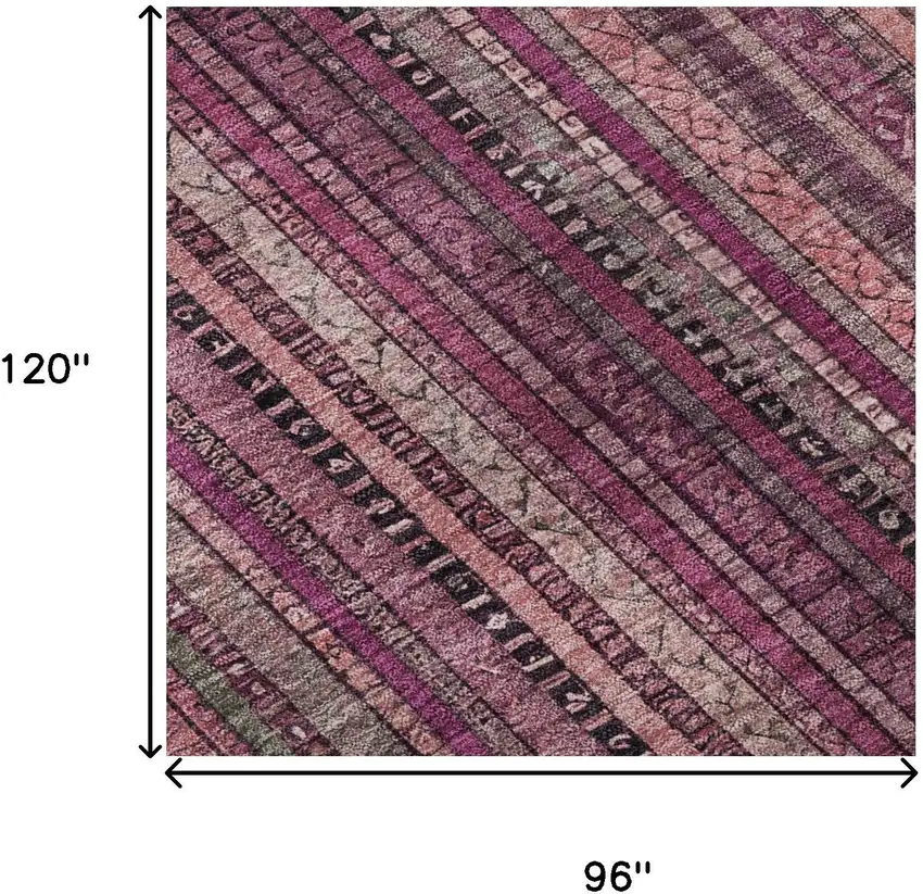 Pink Gray And Mauve Striped Washable Area Rug With UV Protection Photo 9
