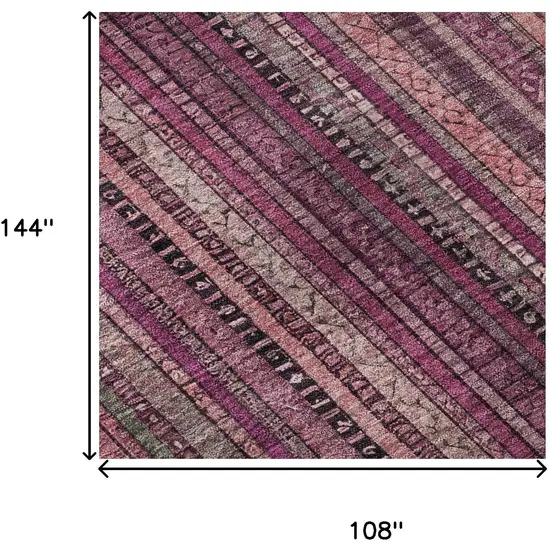 Pink Gray And Mauve Striped Washable Area Rug With UV Protection Photo 8