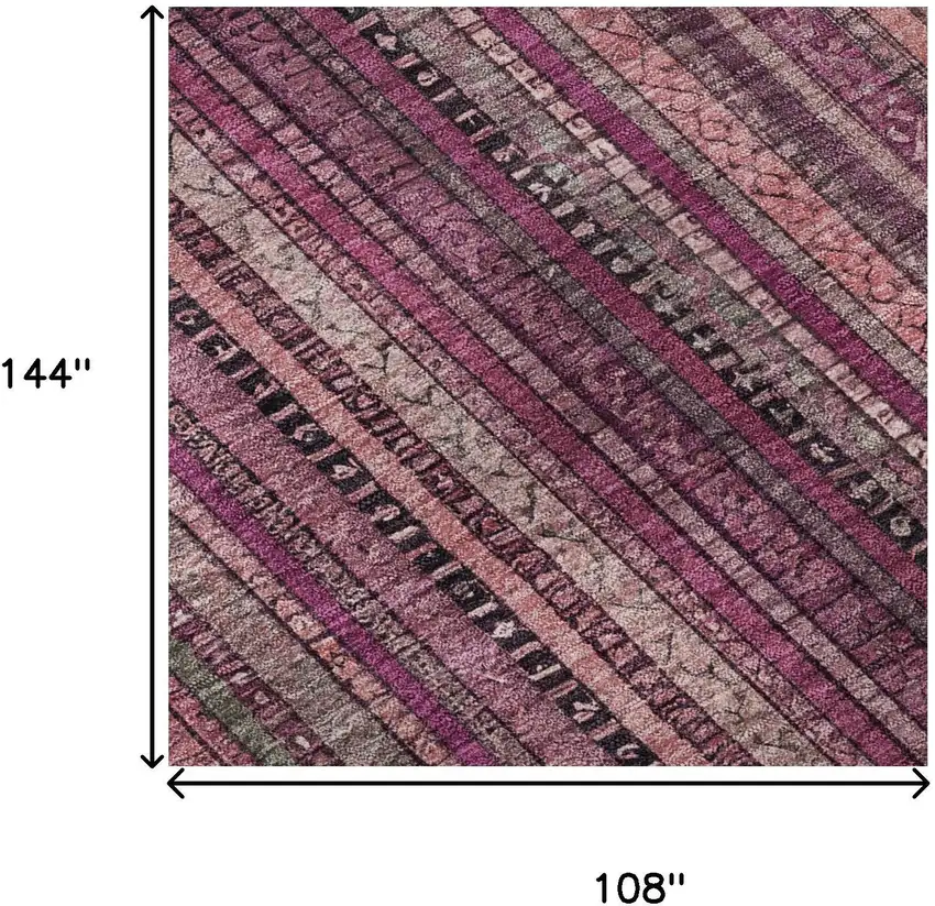Pink Gray And Mauve Striped Washable Area Rug With UV Protection Photo 8