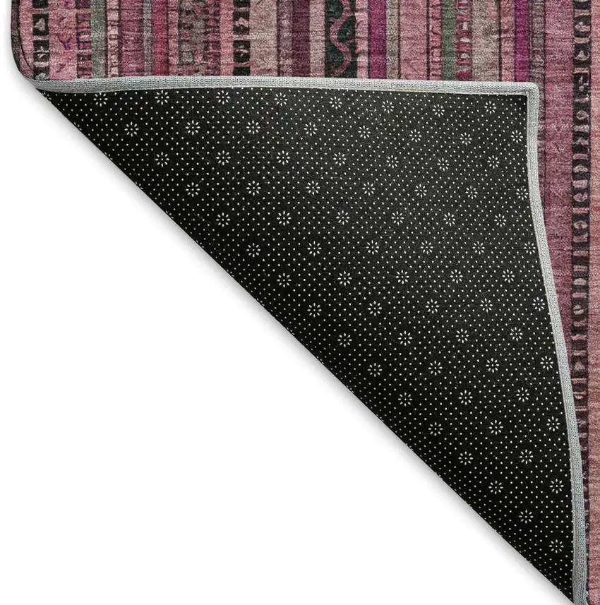 Pink Gray And Mauve Striped Washable Area Rug With UV Protection Photo 5