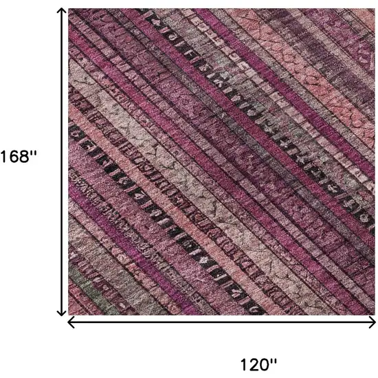 Pink Gray And Mauve Striped Washable Area Rug With UV Protection Photo 8