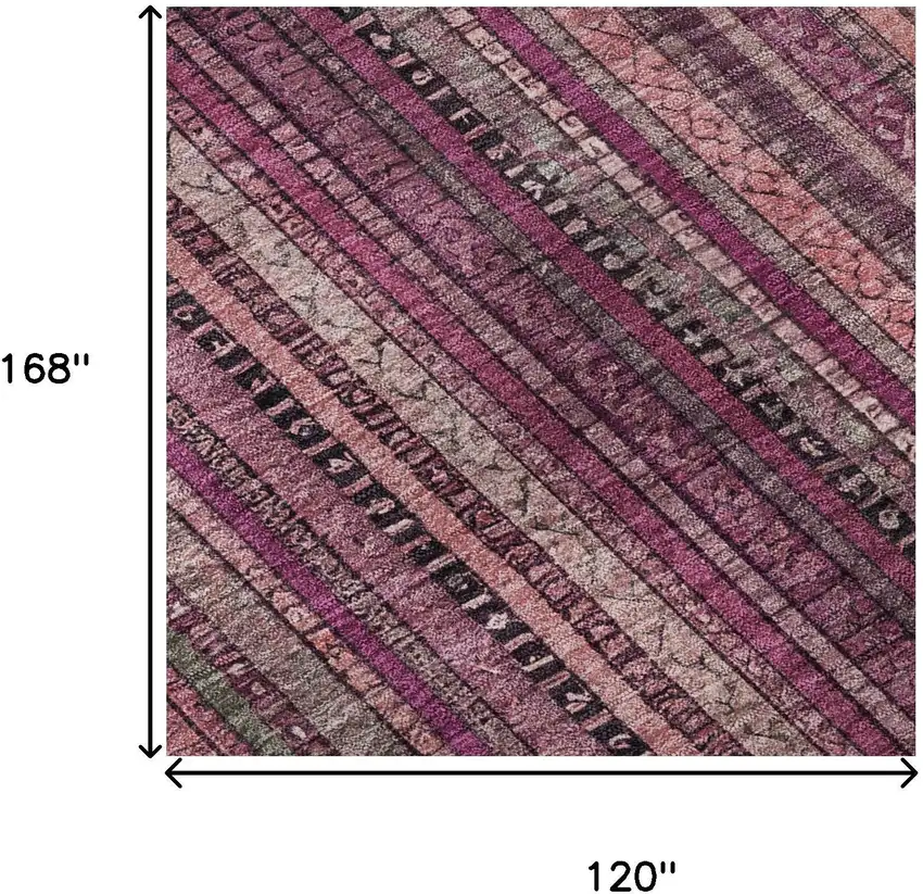 Pink Gray And Mauve Striped Washable Area Rug With UV Protection Photo 8