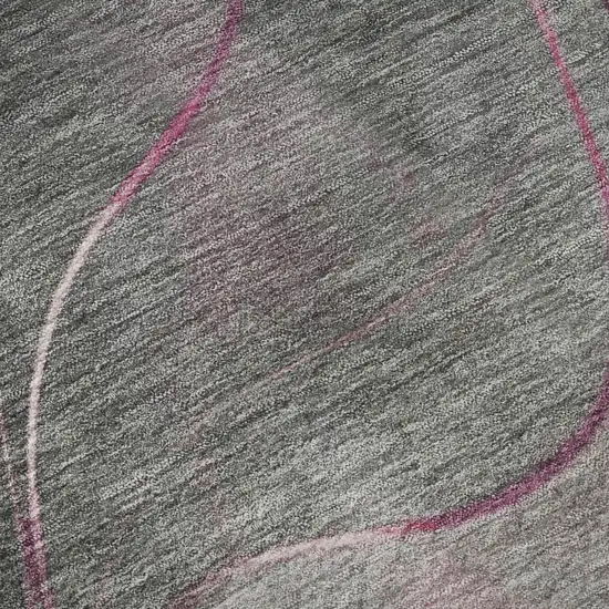 Pink Gray And Silver Abstract Washable Area Rug With UV Protection Photo 9