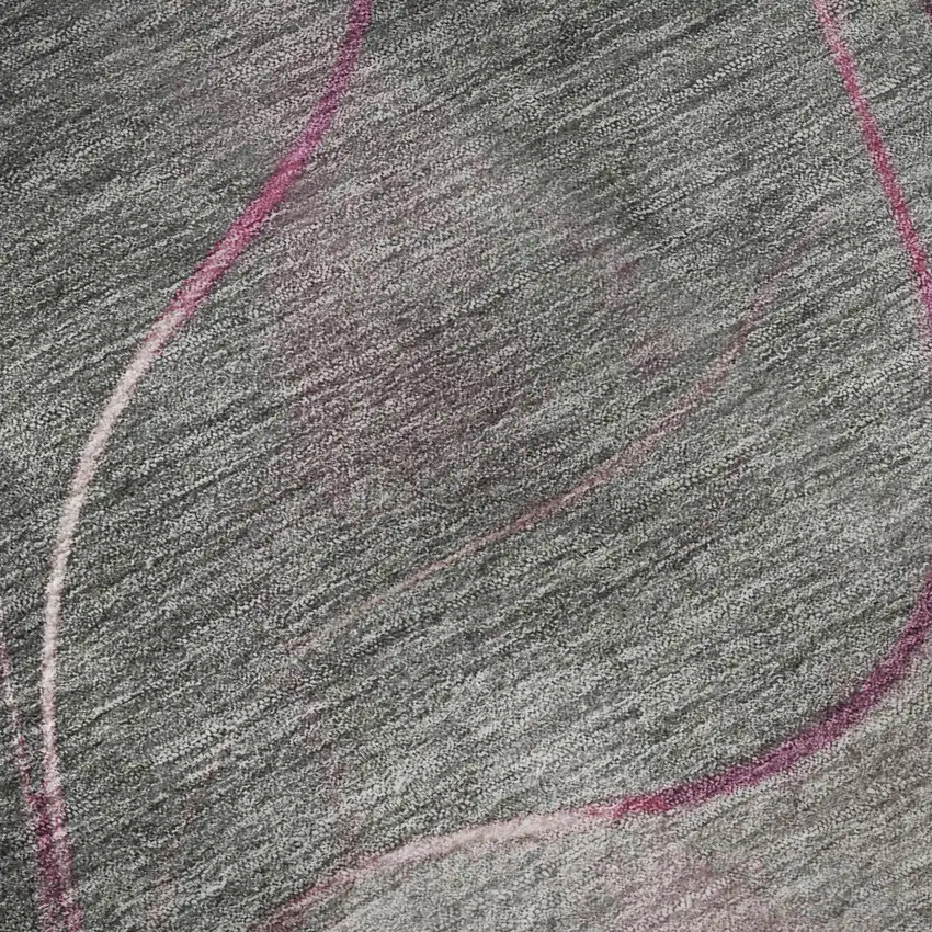 Pink Gray And Silver Abstract Washable Area Rug With UV Protection Photo 9
