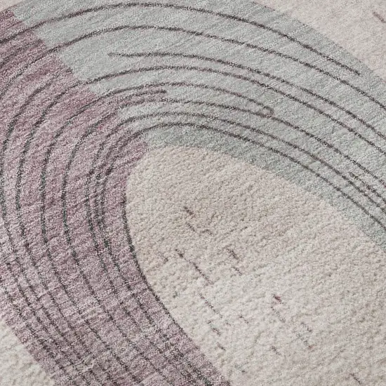 Pink Gray And Silver Geometric Washable Area Rug With UV Protection Photo 9