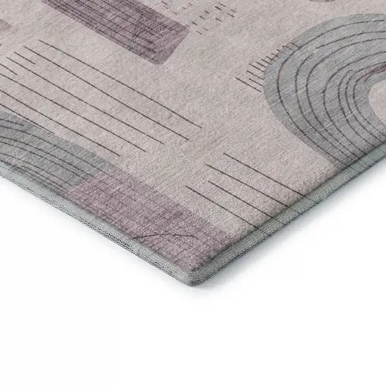Pink Gray And Silver Geometric Washable Area Rug With UV Protection Photo 7