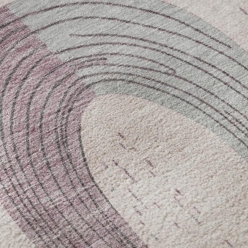 Pink Gray And Silver Geometric Washable Area Rug With UV Protection Photo 8