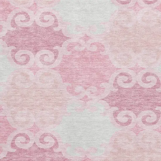 Pink Gray And Silver Trellis Washable Area Rug With UV Protection Photo 3