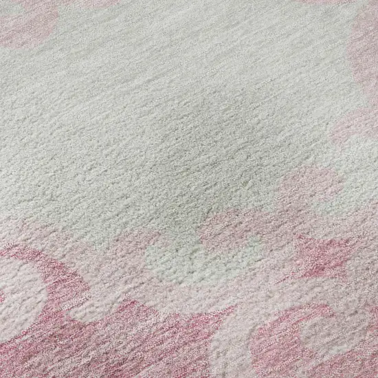 Pink Gray And Silver Trellis Washable Area Rug With UV Protection Photo 7