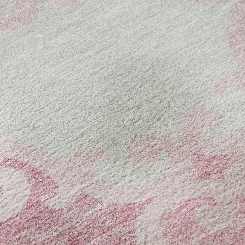 Pink Gray And Silver Trellis Washable Area Rug With UV Protection Photo 8