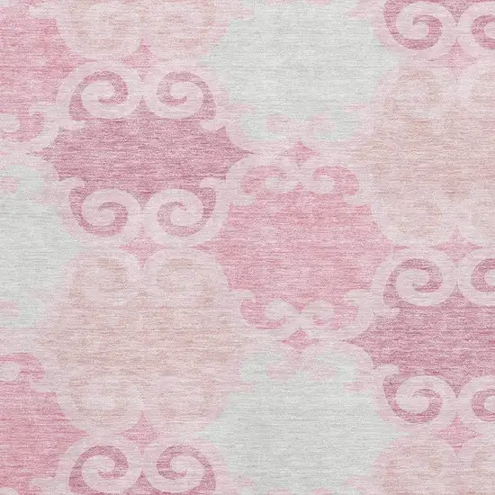 Pink Gray And Silver Trellis Washable Area Rug With UV Protection Photo 3