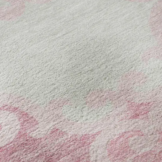 Pink Gray And Silver Trellis Washable Area Rug With UV Protection Photo 8