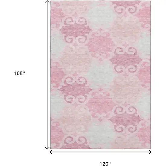 Pink Gray And Silver Trellis Washable Area Rug With UV Protection Photo 9