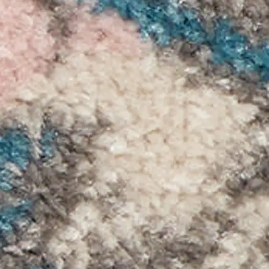 Pink Gray and Blue Botanical Leaves Area Rug Photo 5