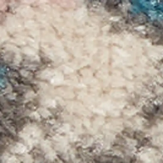 Pink Gray and Blue Botanical Leaves Area Rug Photo 4