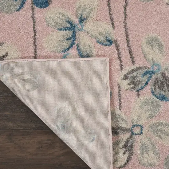 Pink Gray and Blue Floral Area Rug Photo 9