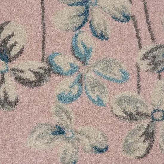 Pink Gray and Blue Floral Area Rug Photo 6
