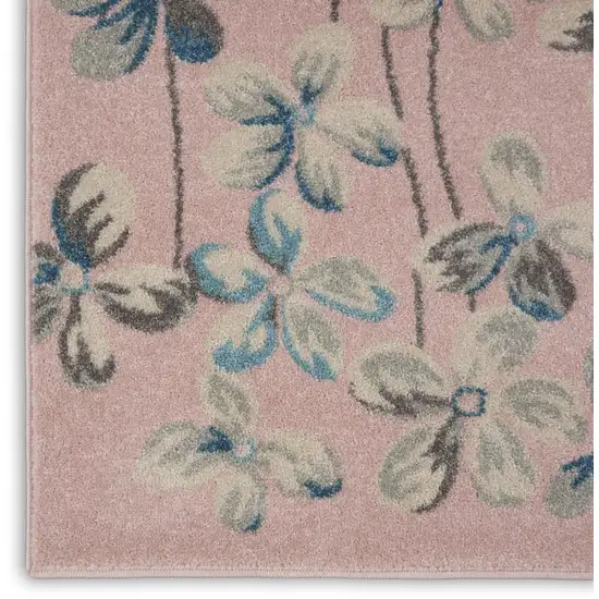 Pink Gray and Blue Floral Area Rug Photo 8