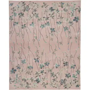 Photo of Pink Gray and Blue Floral Area Rug